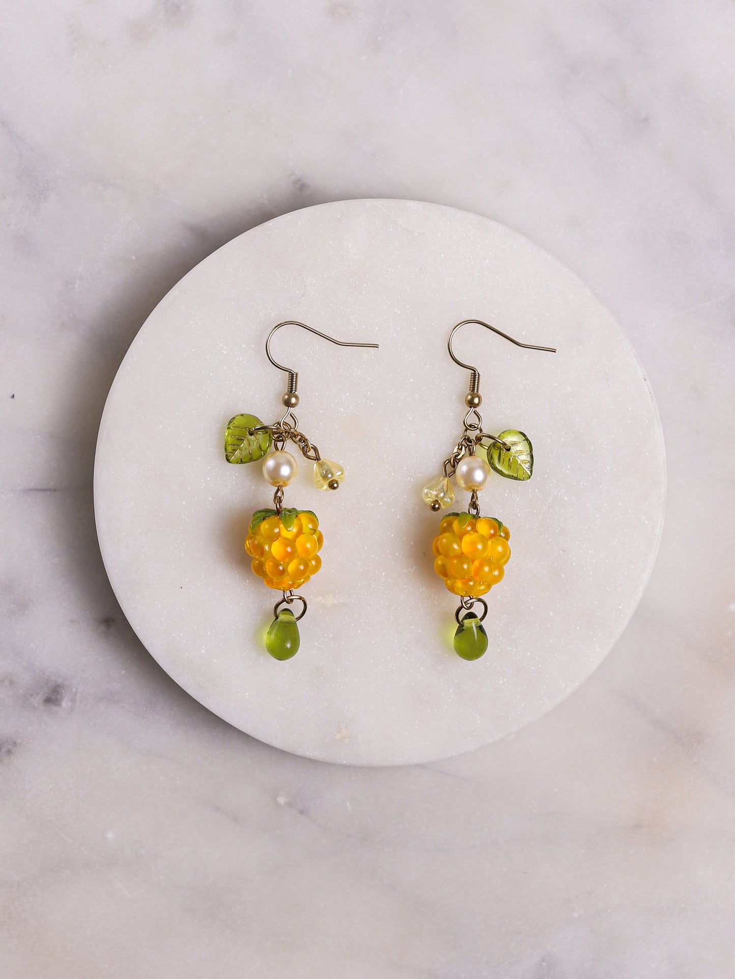 Golden Raspberry Earrings