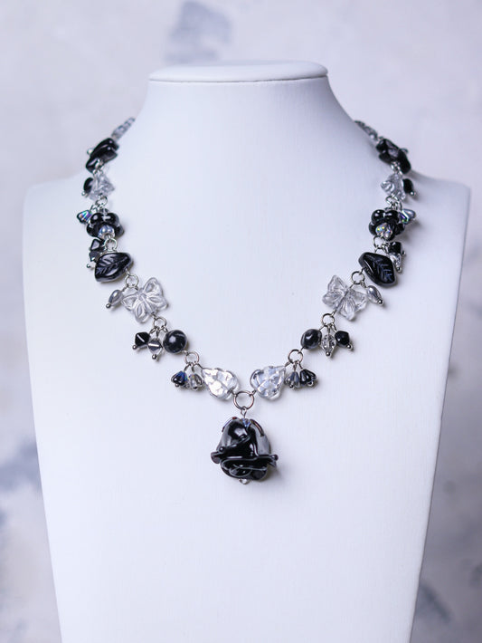 Black Rose Necklace and Bracelet