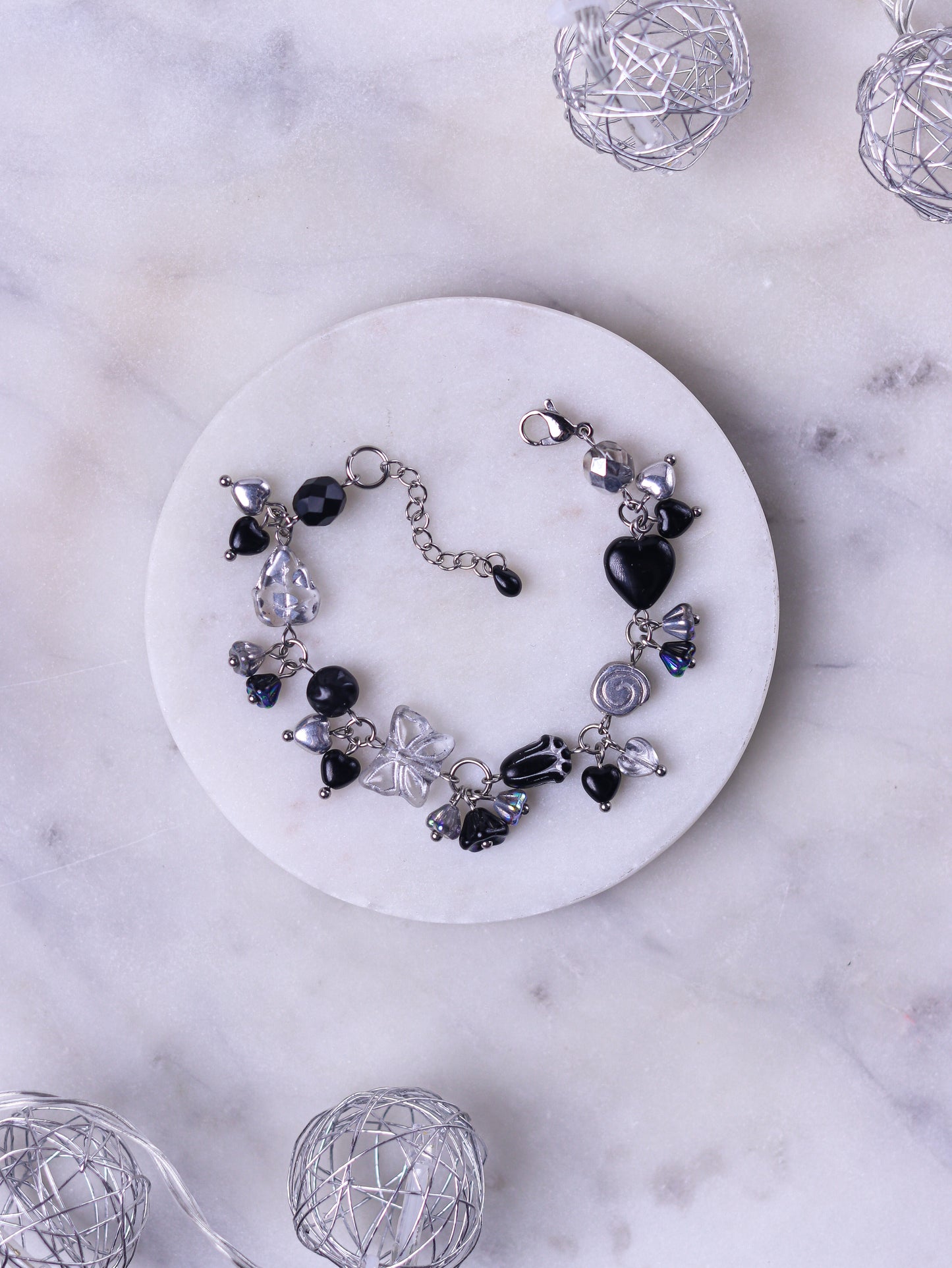 Black & Silver Flower Bracelet