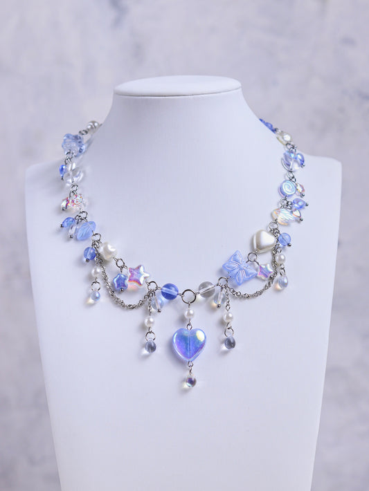 Blue Crystal Heart Necklace