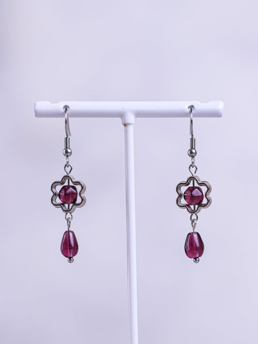 Purple Flower Earrings