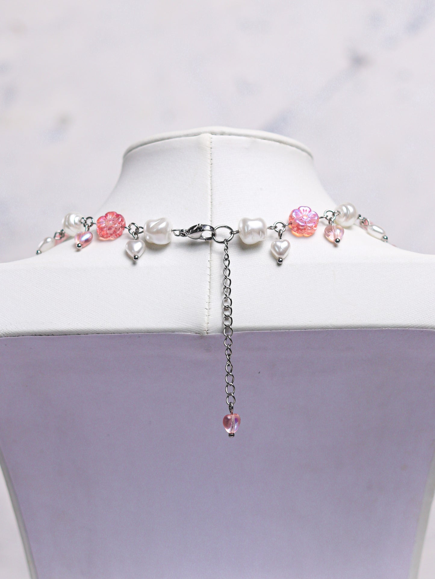 Pink Heart Choker Necklace