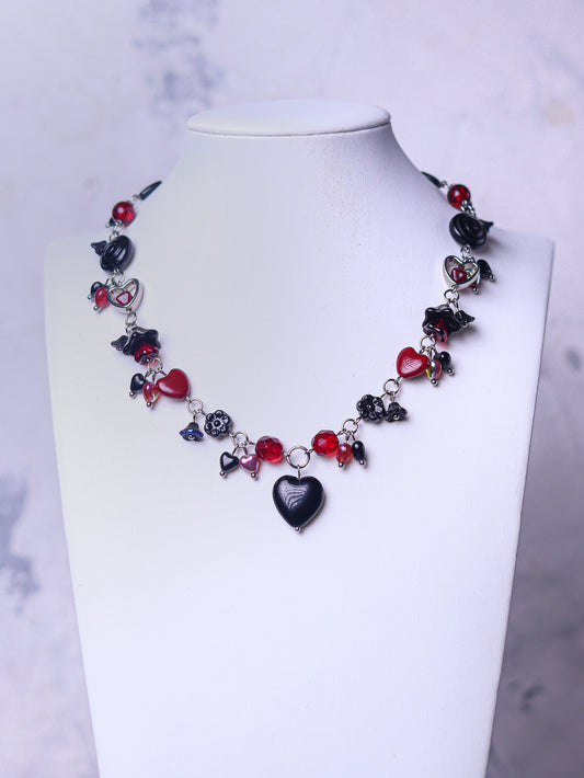 Red & Black Heart Necklace