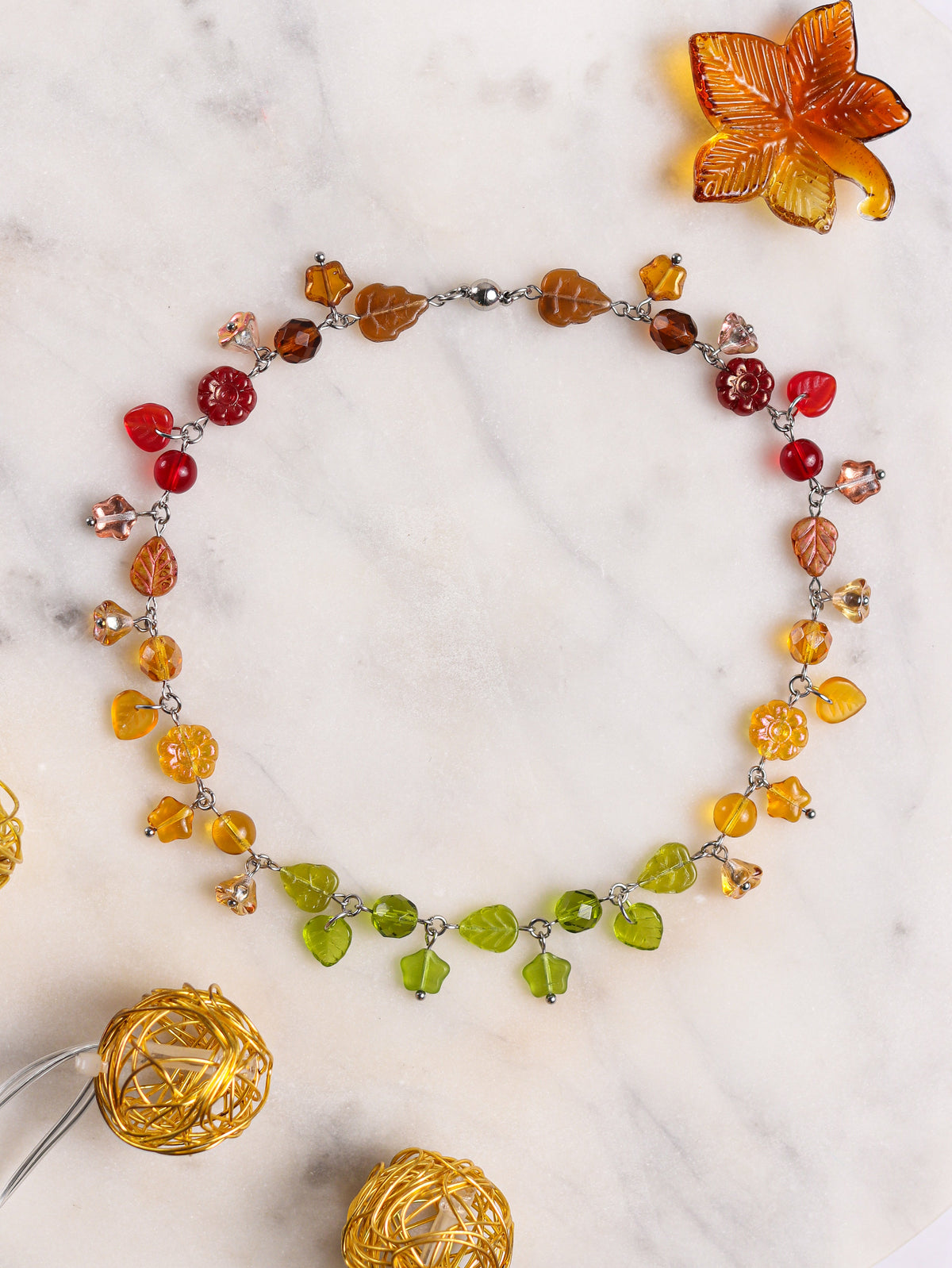 Falling Leaves Gradient Necklace (gold/silver)