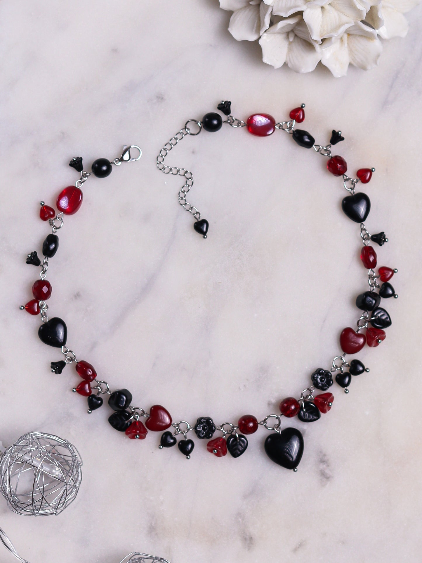 Red & Black Heart Necklace