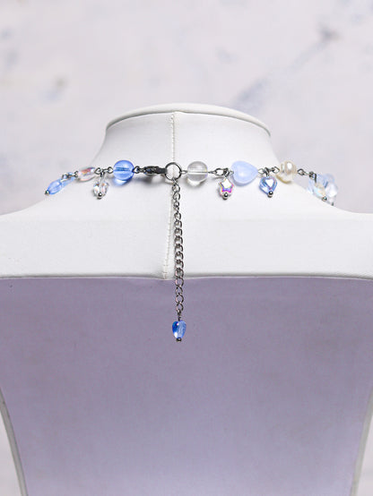 Blue Crystal Heart Necklace