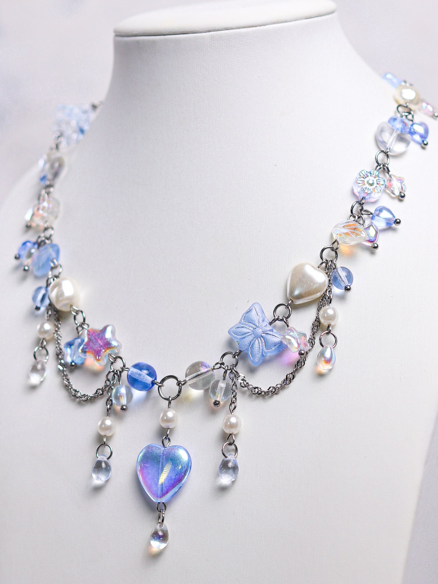 Blue Crystal Heart Necklace