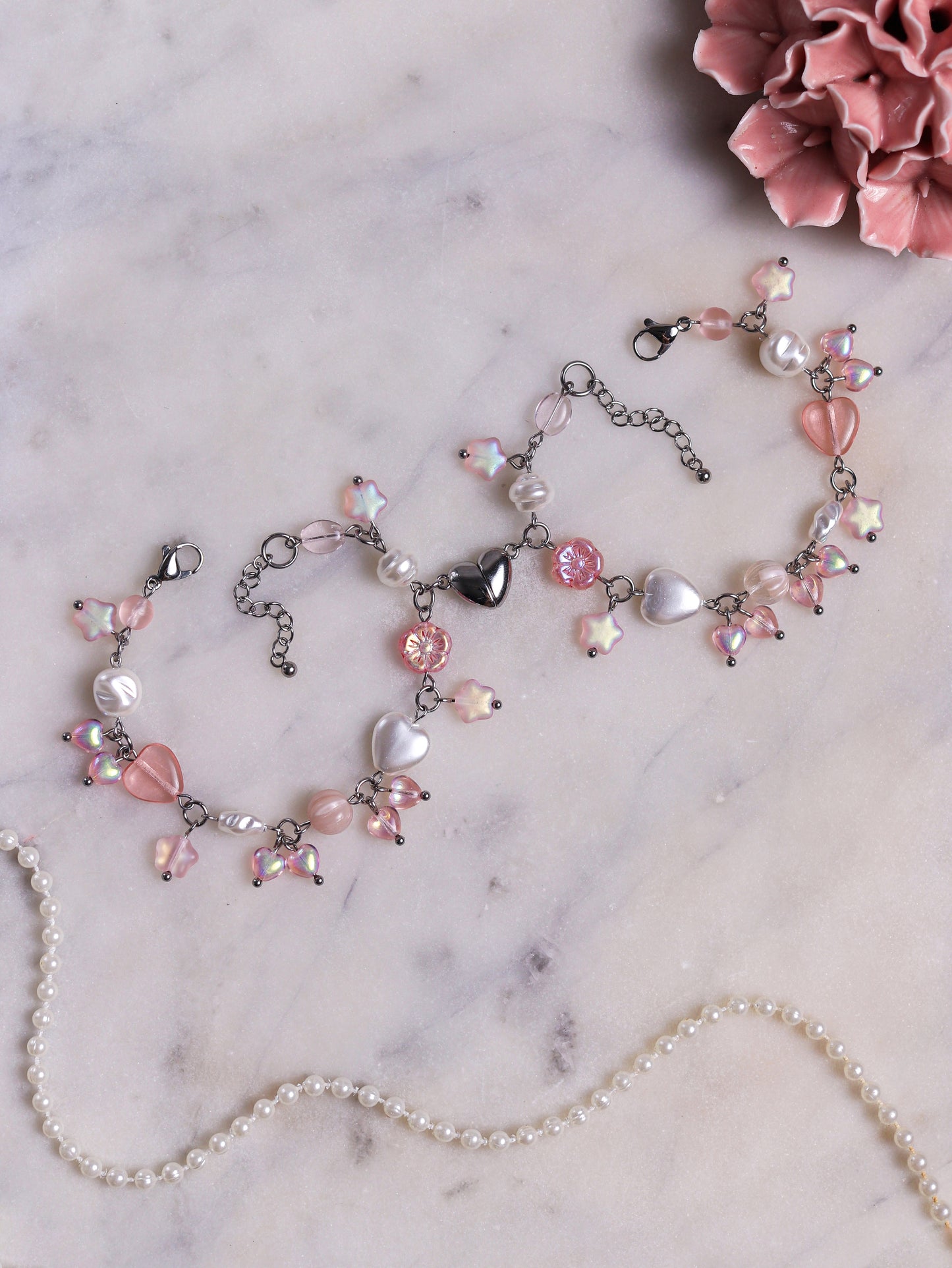 Pink/Blue Matching Heart Bracelets