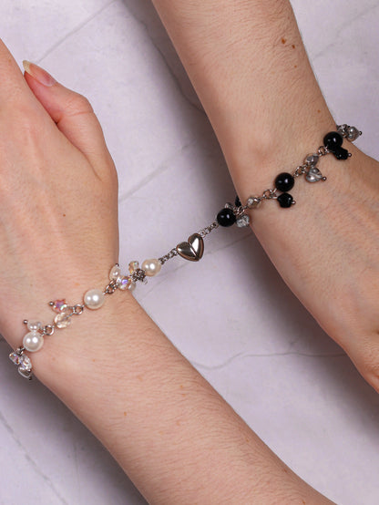Black/White Matching Heart Bracelets
