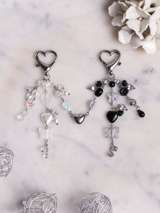 Black/White Matching Heart Keychains