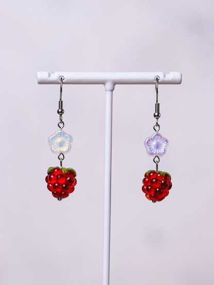 Red Raspberry Earrings (silver)