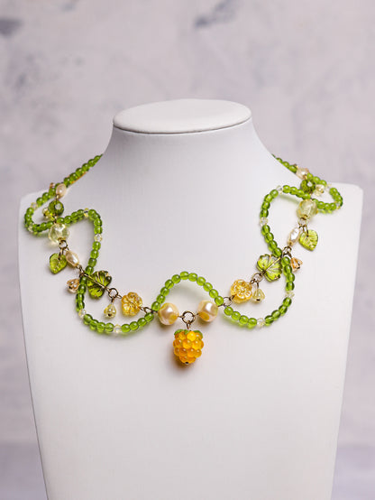 Golden Raspberry Vine Necklace (gold)