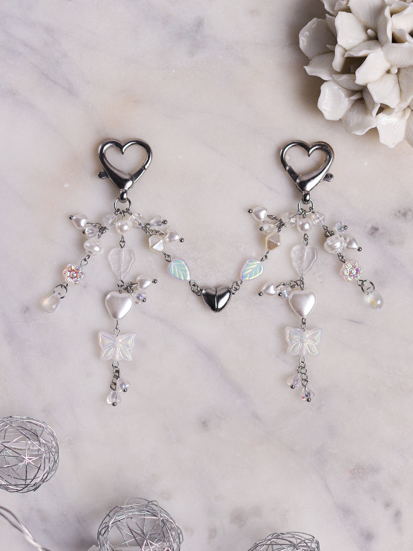 Black/White Matching Heart Keychains