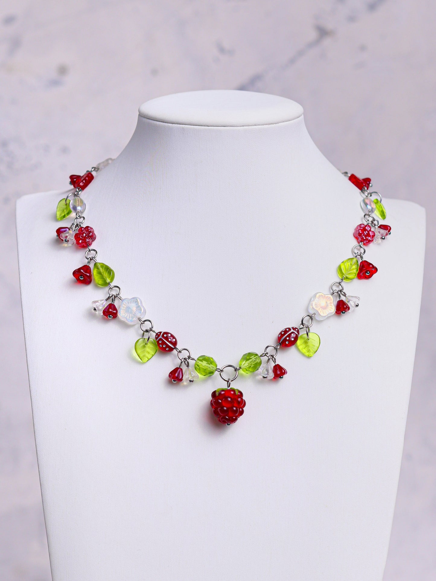 Red Raspberry Necklace (silver)