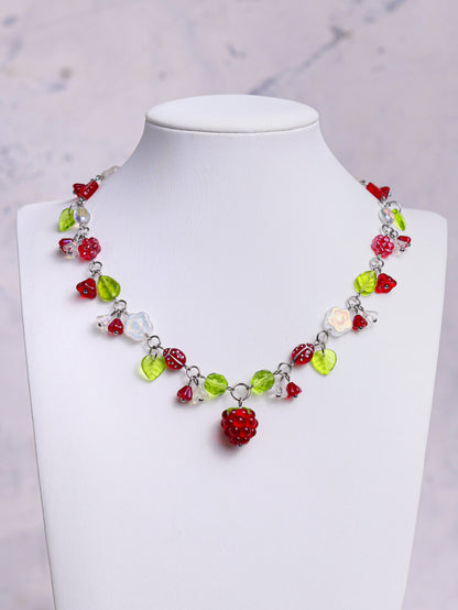 Red Raspberry Necklace (silver)