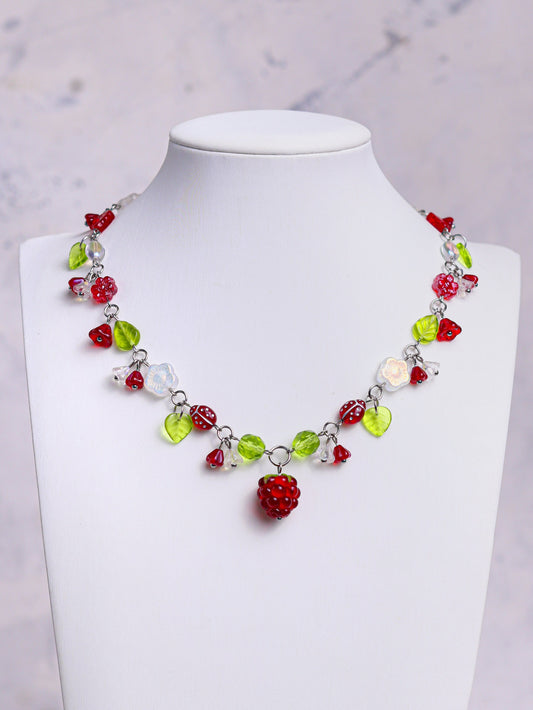 Red Raspberry Necklace (silver)