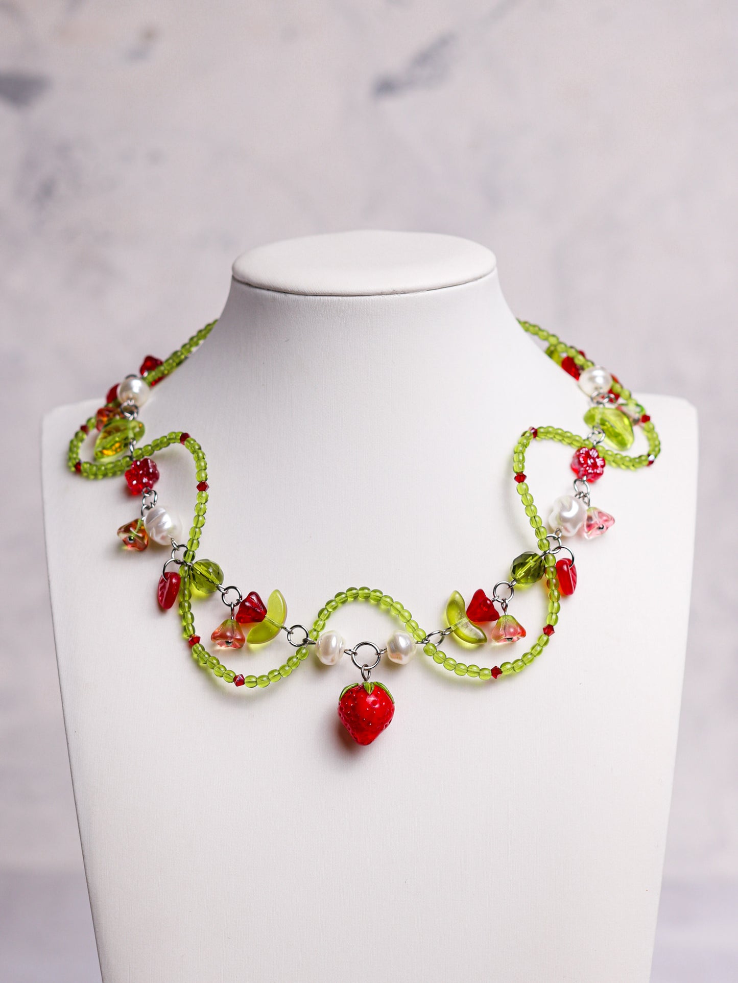 Red Strawberry Vine Necklace
