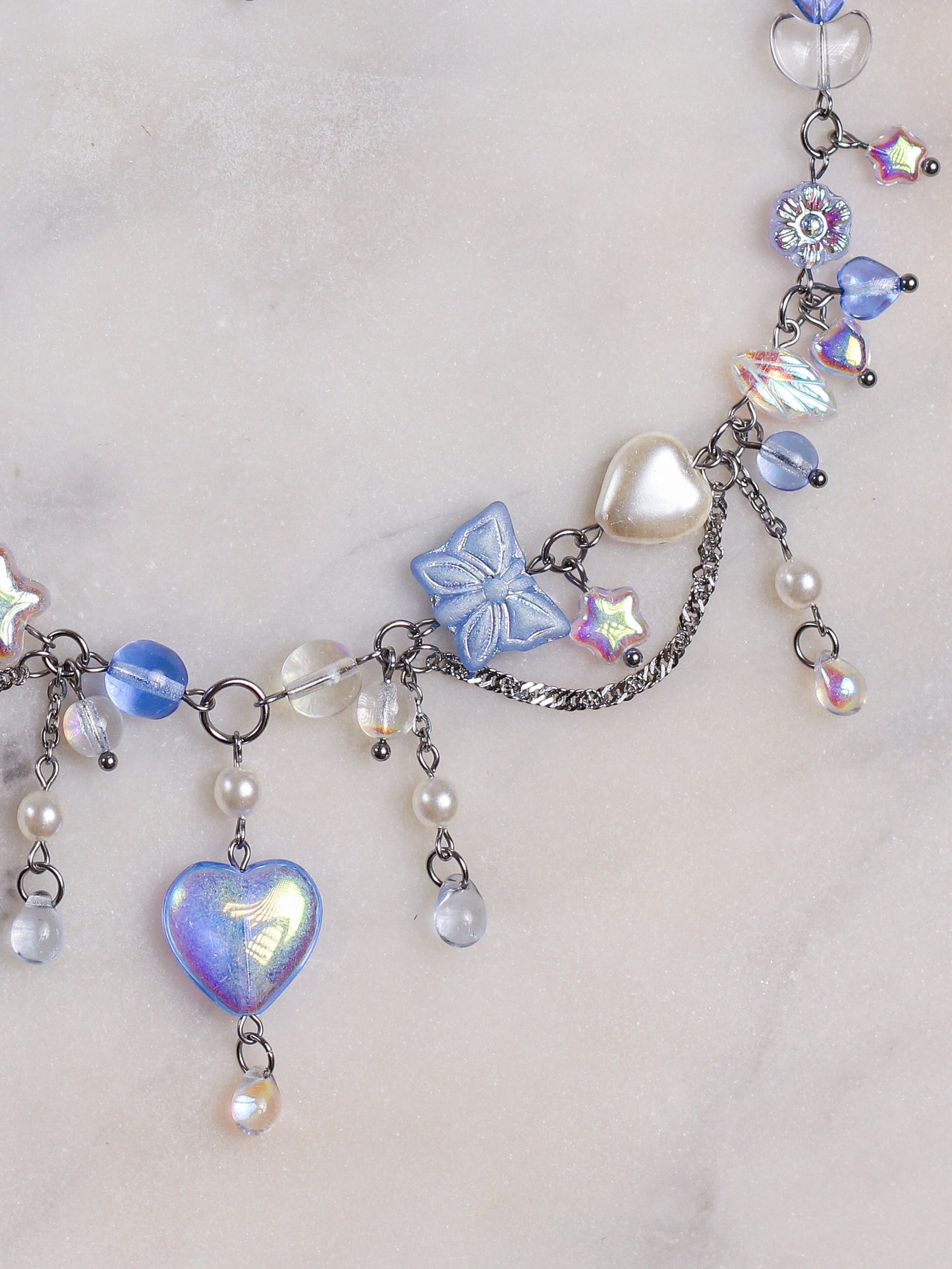 Blue Crystal Heart Necklace