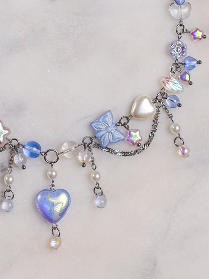 Blue Crystal Heart Necklace