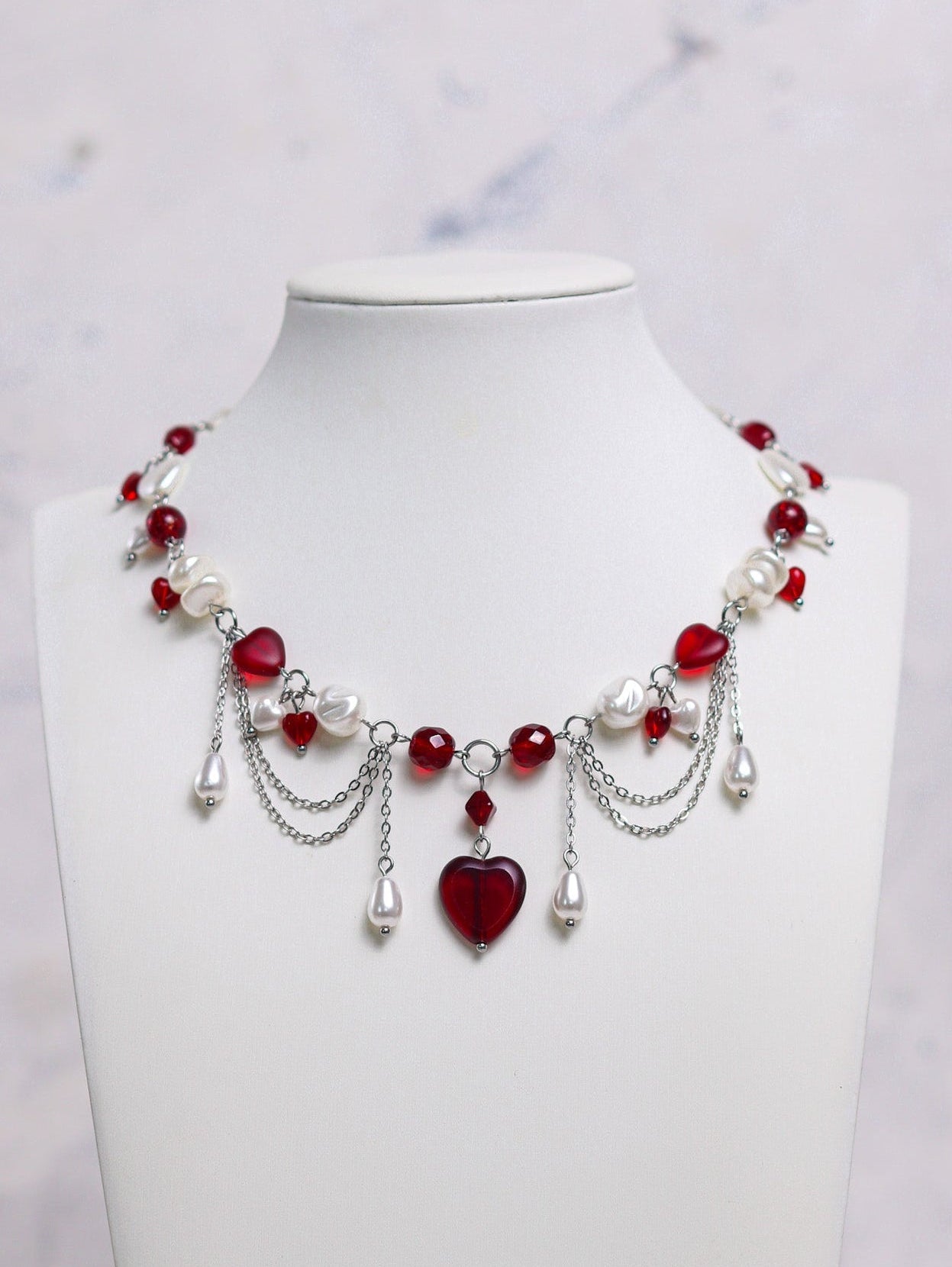 Red Heart Necklace (gold/silver)