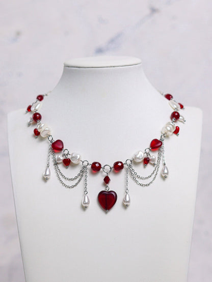 Red Heart Necklace (gold/silver)