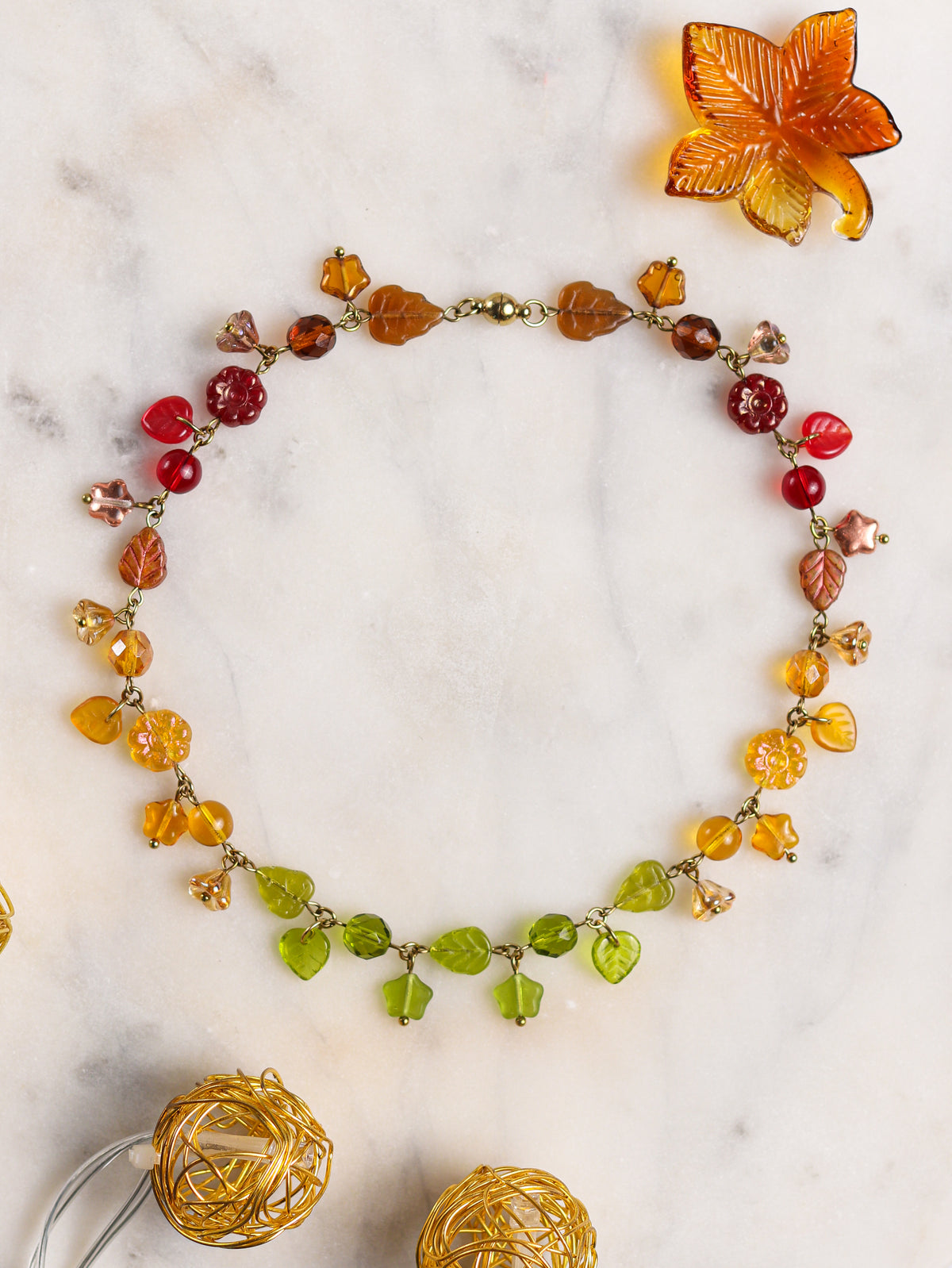 Falling Leaves Gradient Necklace (gold/silver)