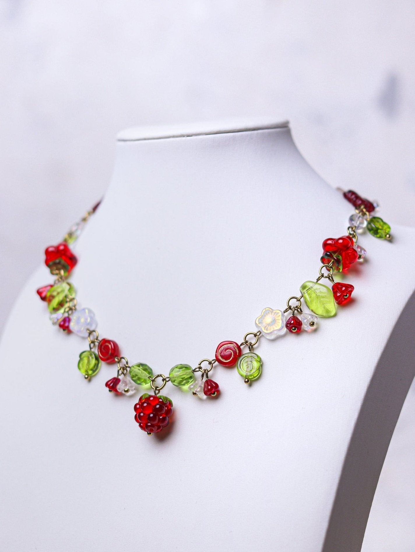 Red Raspberry Necklace (gold)