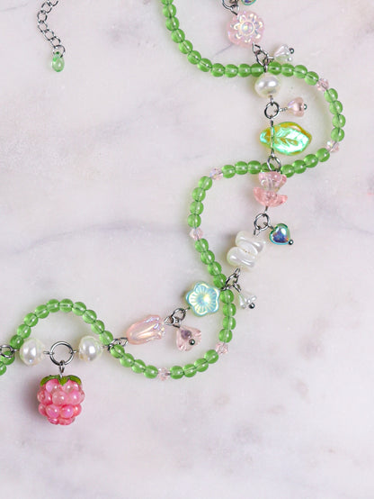 Pink Raspberry Vine Necklace