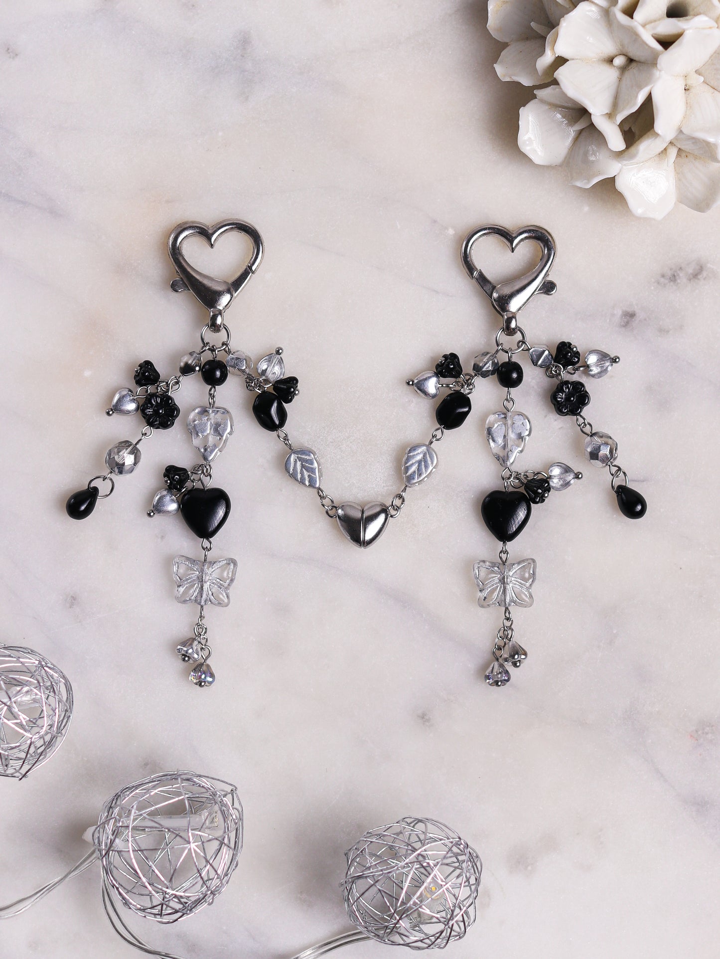 Black/White Matching Heart Keychains