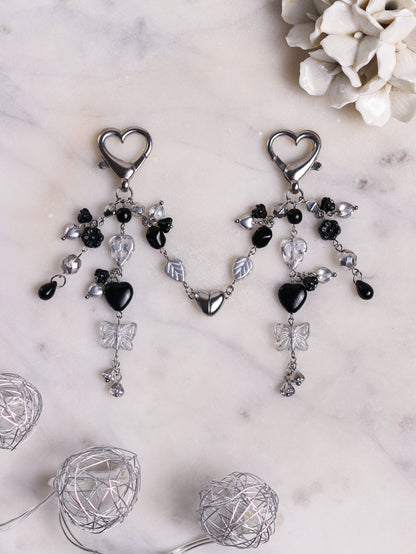 Black/White Matching Heart Keychains