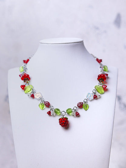 Red Raspberry Necklace (silver)