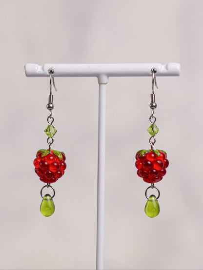 Red Raspberry Earrings (long)