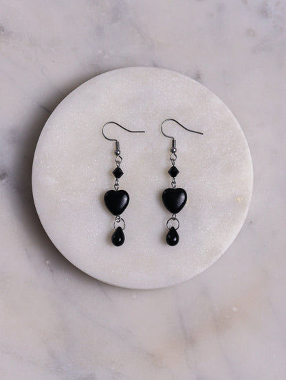 Black Heart Earrings