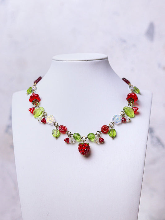 Red Raspberry Necklace (gold)