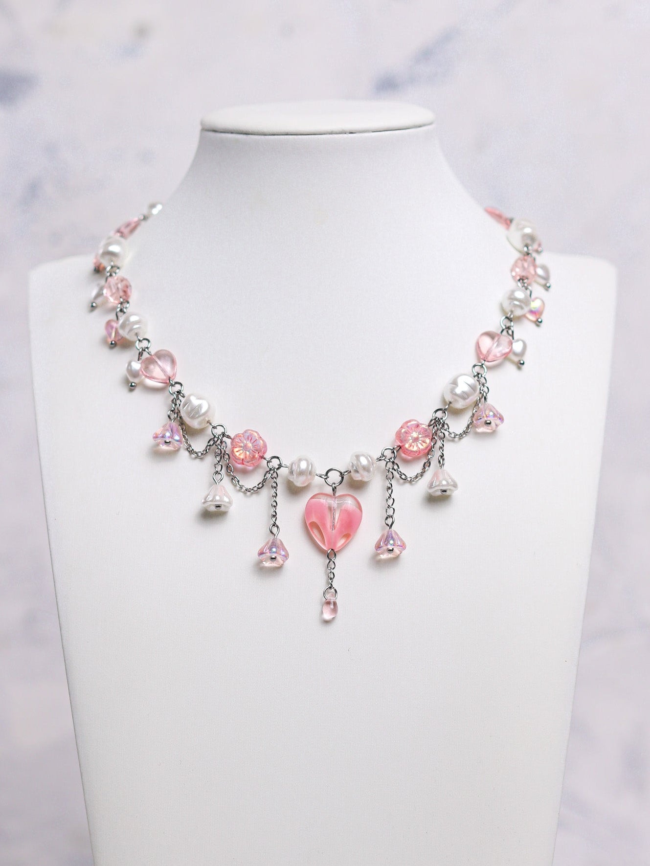 Pink Heart Choker Necklace