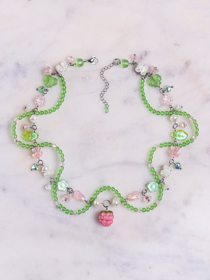 Pink Raspberry Vine Necklace