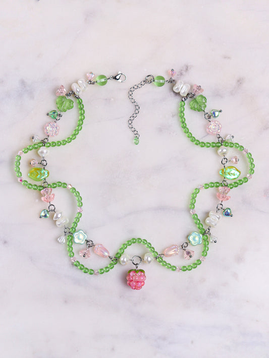 Pink Raspberry Vine Necklace
