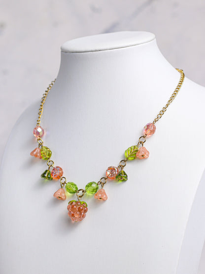 Peach Raspberry Simple Necklace (gold)