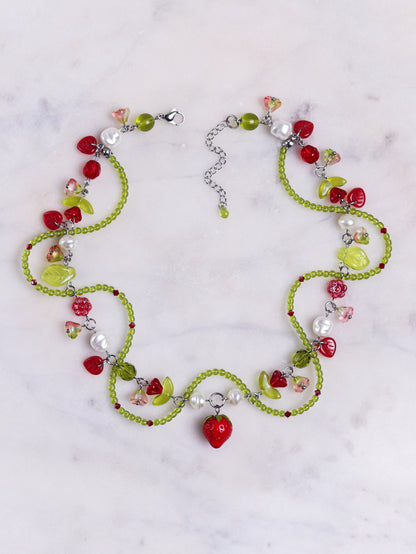 Red Strawberry Vine Necklace
