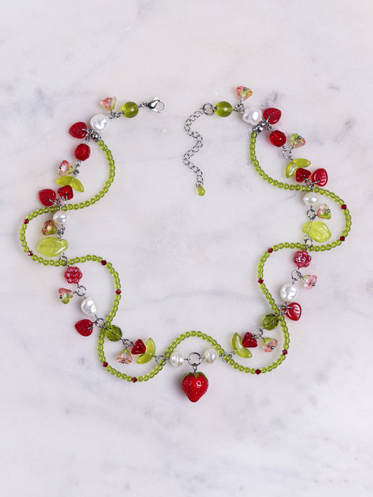 Red Strawberry Vine Necklace