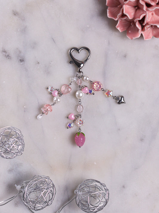 Pink Strawberry Keychain