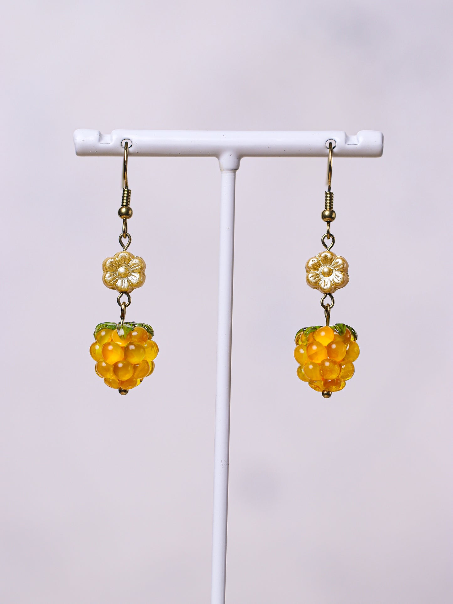 Golden Raspberry Earrings