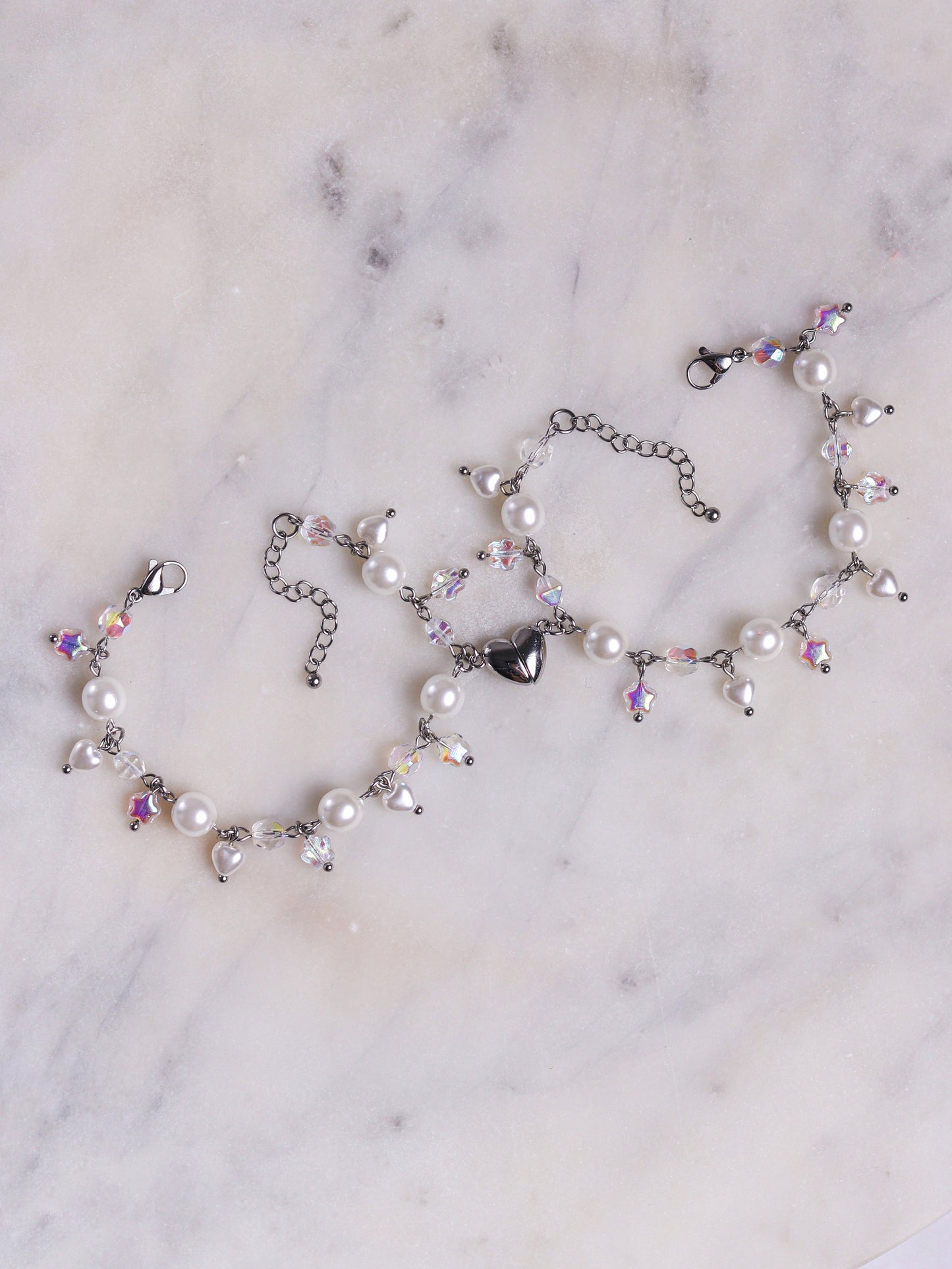 Black/White Matching Heart Bracelets