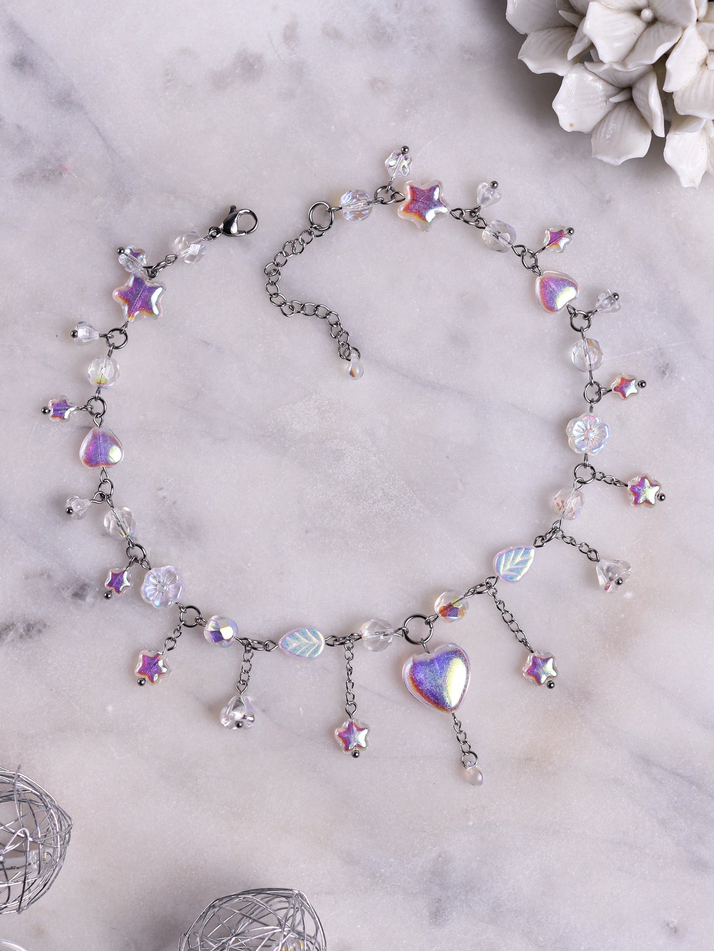 Crystal Heart Choker Necklace