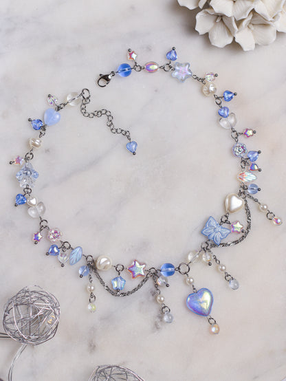 Blue Crystal Heart Necklace