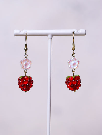 Red Raspberry Earrings (gold)