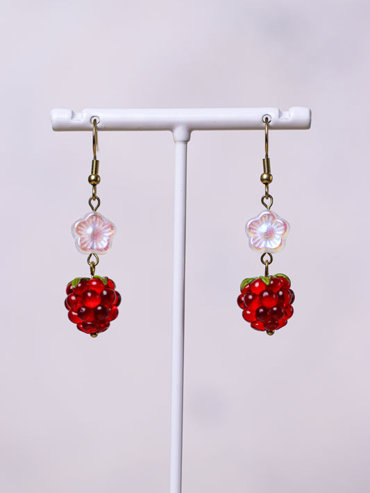 Red Raspberry Earrings (gold)