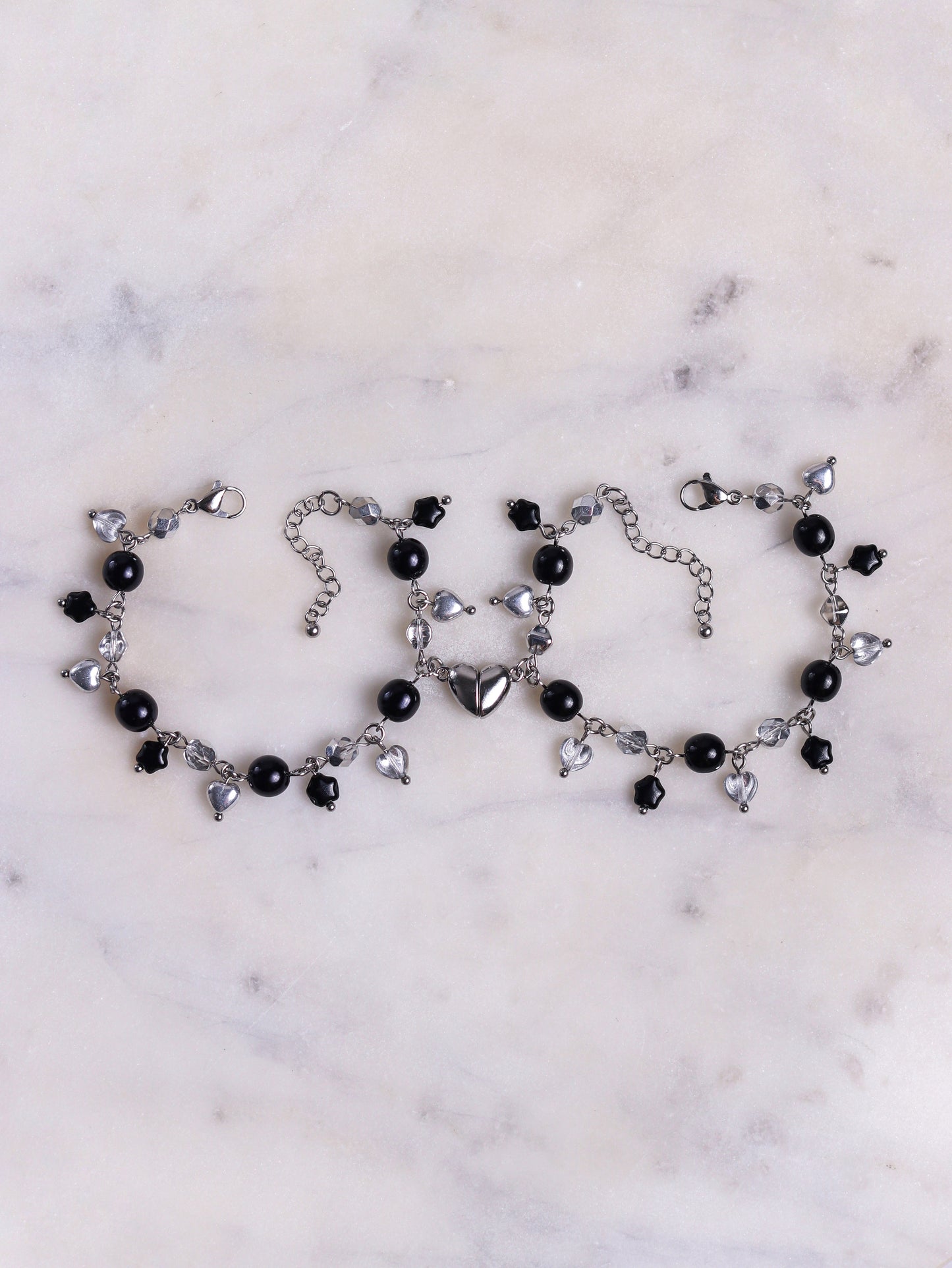 Black/White Matching Heart Bracelets