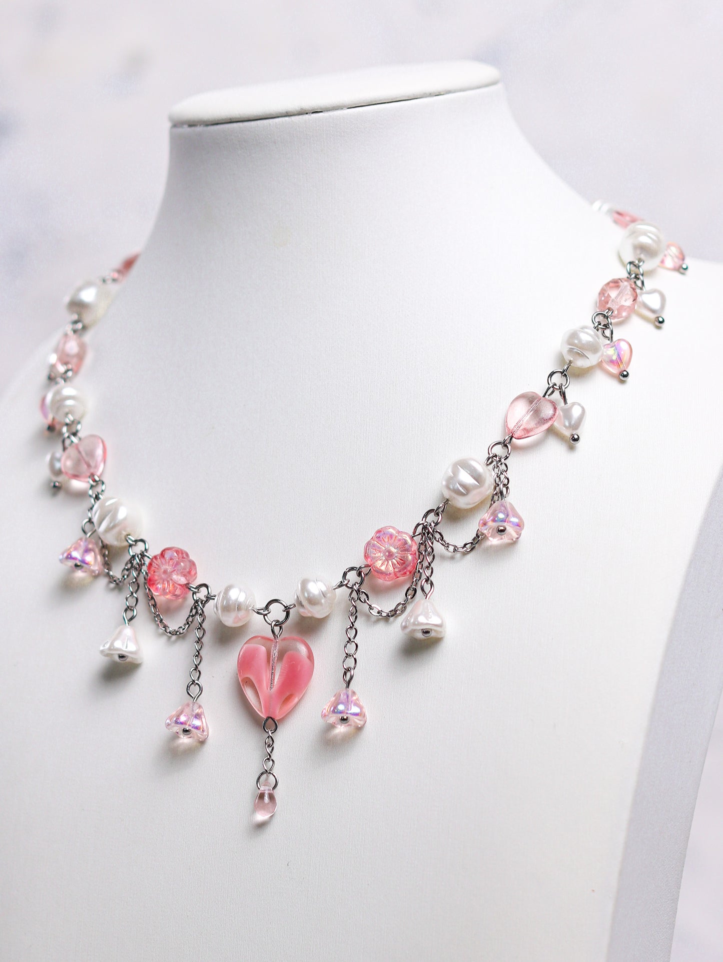 Pink Heart Choker Necklace