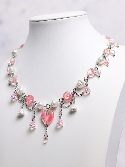 Pink Heart Choker Necklace